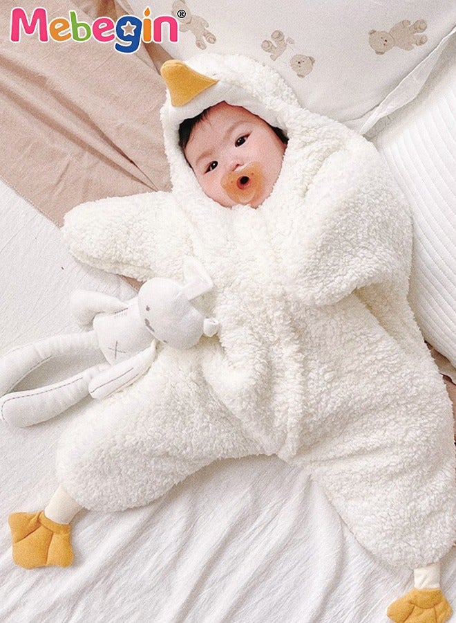 MEBEGIN Infant White Goose Costume, 1-piece Warm Outfit with Adorable Animal Design, Baby Winter Outdoor Coat, Toddler Warm Sleeping Bag, Funny Photography Props, Creative Photoshoot Outfits for Infants, Perfect for Baby Photography Shoots - Image 2